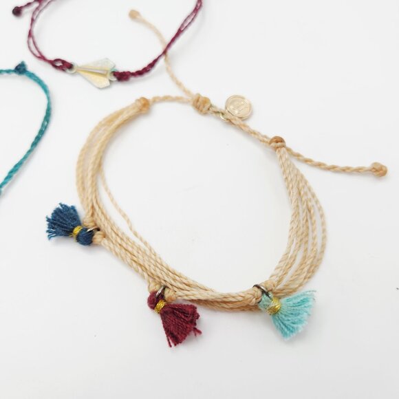 Pura Vida Lot of Three Corded Boho Bracelets: Arrowhead, Chain, and Tassels - Picture 2 of 5